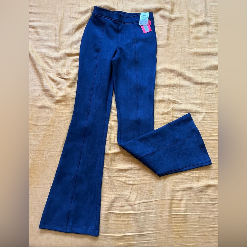 Blue Velvet Bell Bottom Pants Spanx